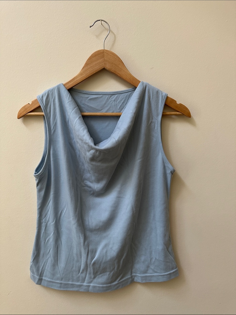 Vintage Women’s Sleeveless Cowl neck Tank Top - Light Blue